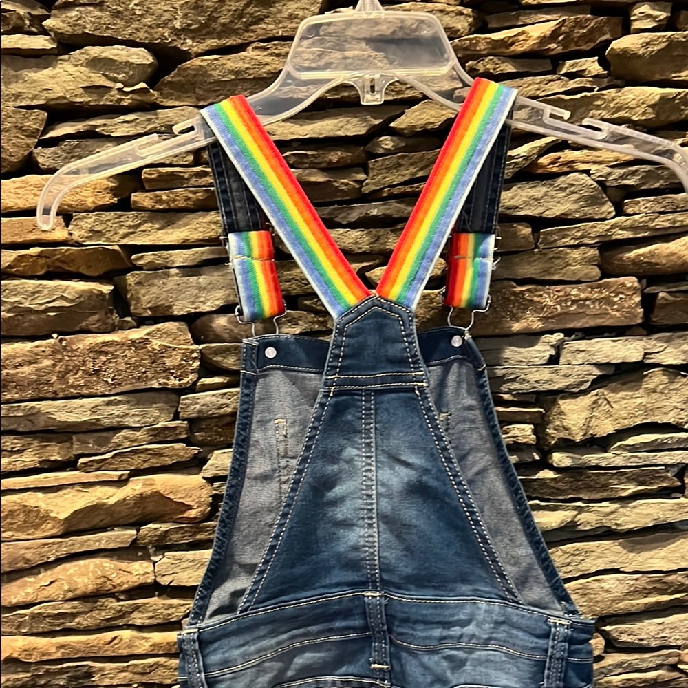 Kids Denim Overalls with Rainbow Straps- like new!!! - Picture 11 of 13